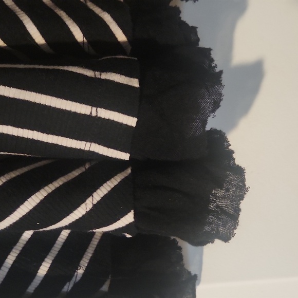 We The Free knit long sleeve. Black and white. Small. Lace on bottom. Distressed - Picture 2 of 5